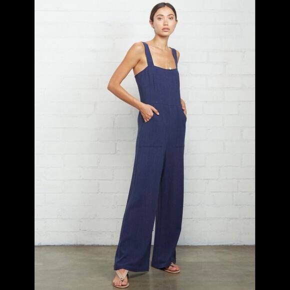 Rachel Pally Pants - Rachel Pally Blue Linen Alda Jumpsuit Size small